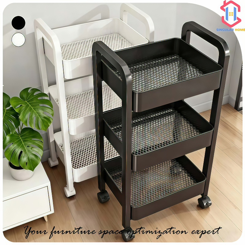 Full Steel Utility Storage Trolley Cart with Wheels Metal Organizer ...