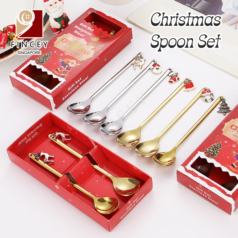 【SG】🎄 Christmas Spoons Set Christmas Cutlery Stainless Steel with Gift ...