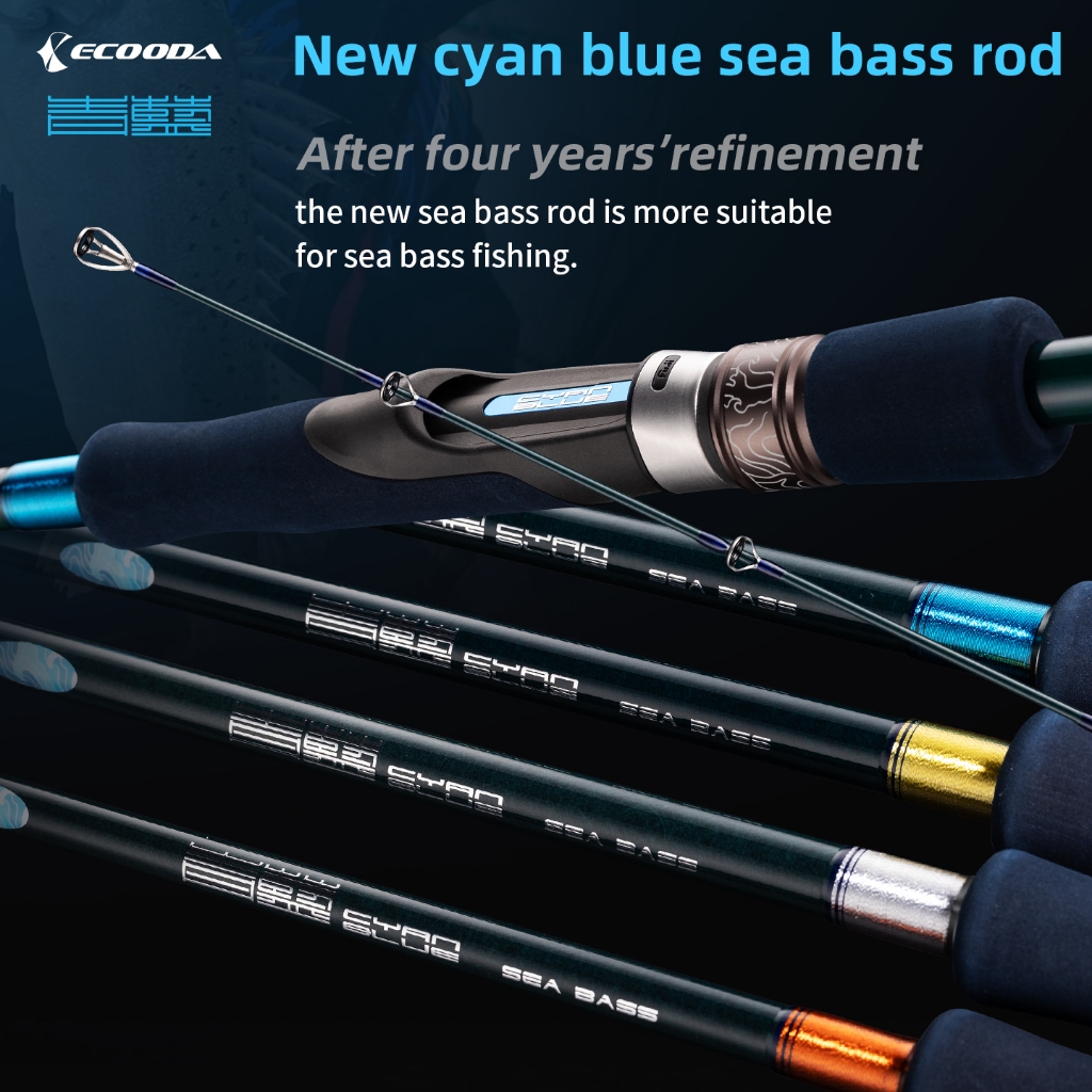 Ecooda Cyan Blue Universal Boat And Shore Casting Rod Kevlar Cloth Fuji ...