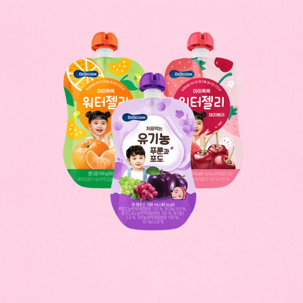 BEBECOOK Korean Kids Water Jelly Pouch 100g (2 Flavous) / Korean First ...
