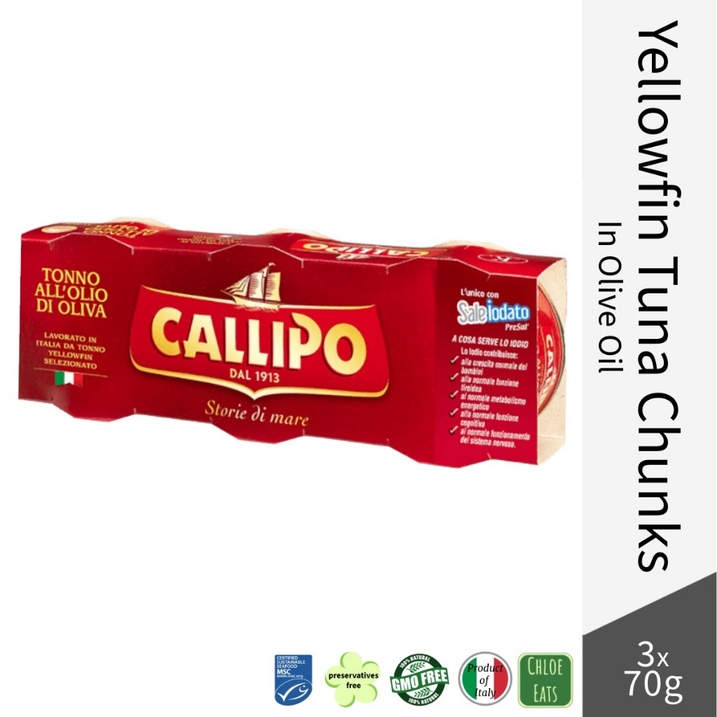 Callipo Italian Yellowfin Tuna chunks in olive oil - Bundle 3x70g ...