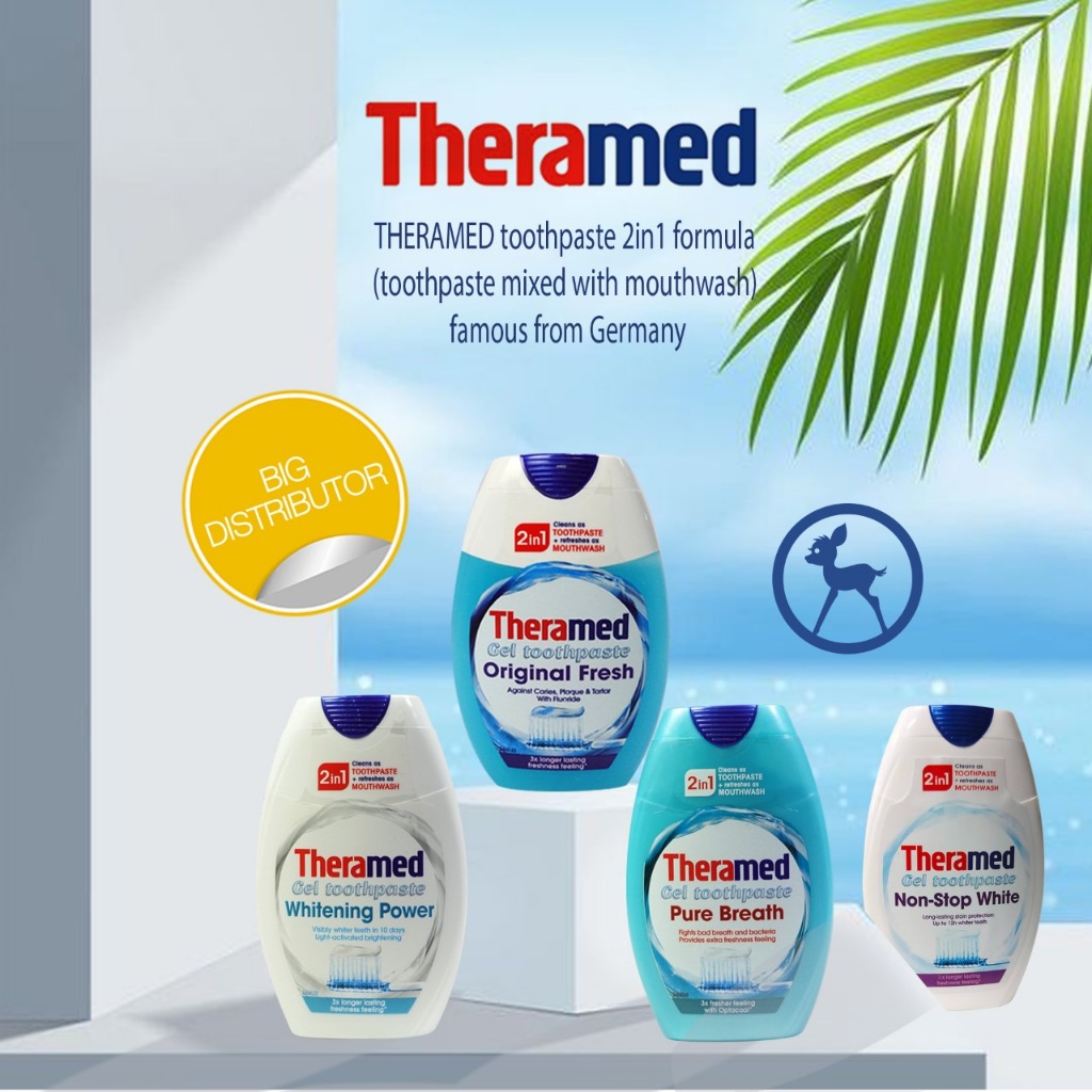 Theramed 2 in 1 Gel Toothpaste & Mouthrinse (75ml) ORIGINAL GERMANY ...