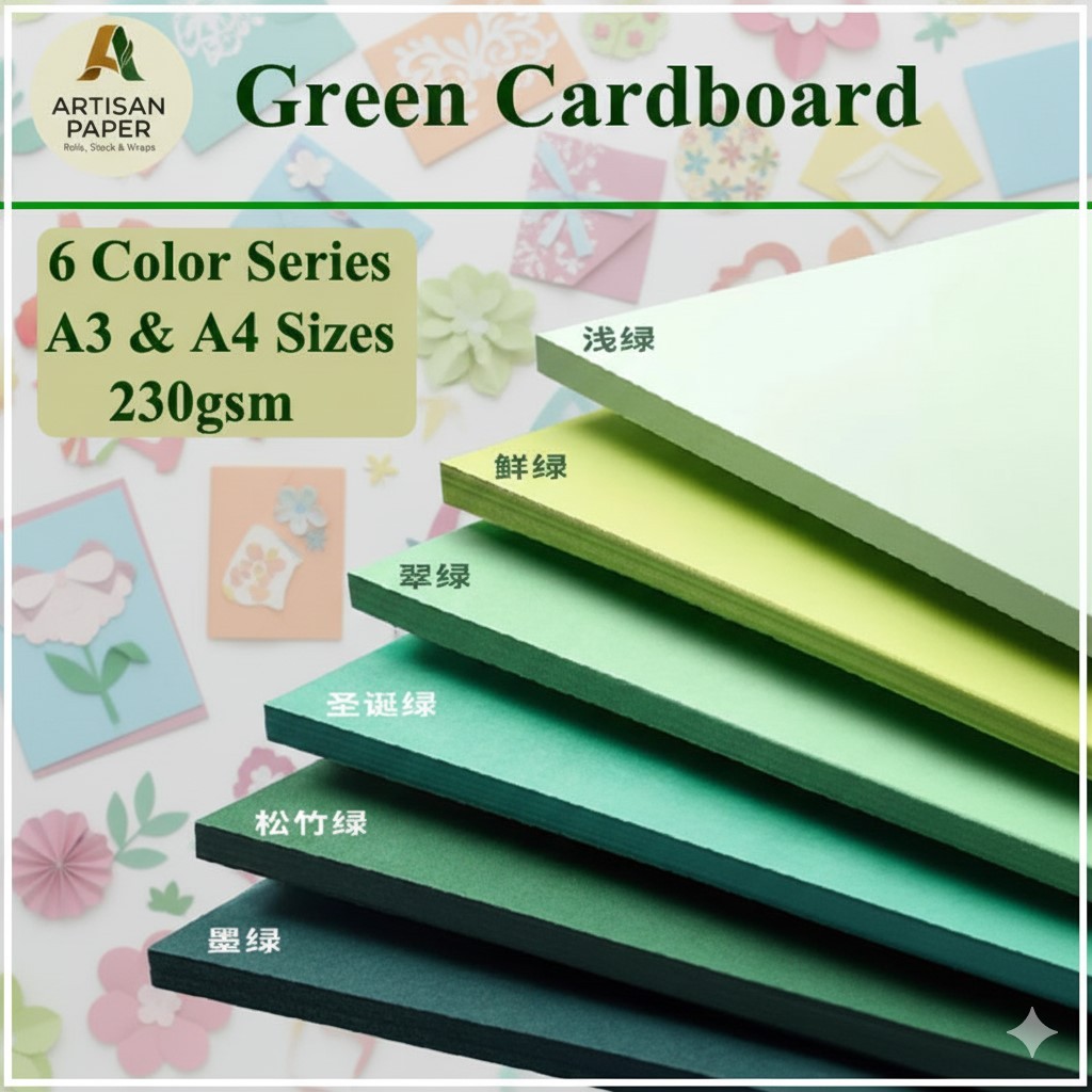 SG A3/A4 Green Color Series Cardboard 230gsm (6 Shades) | Heavy Craft ...