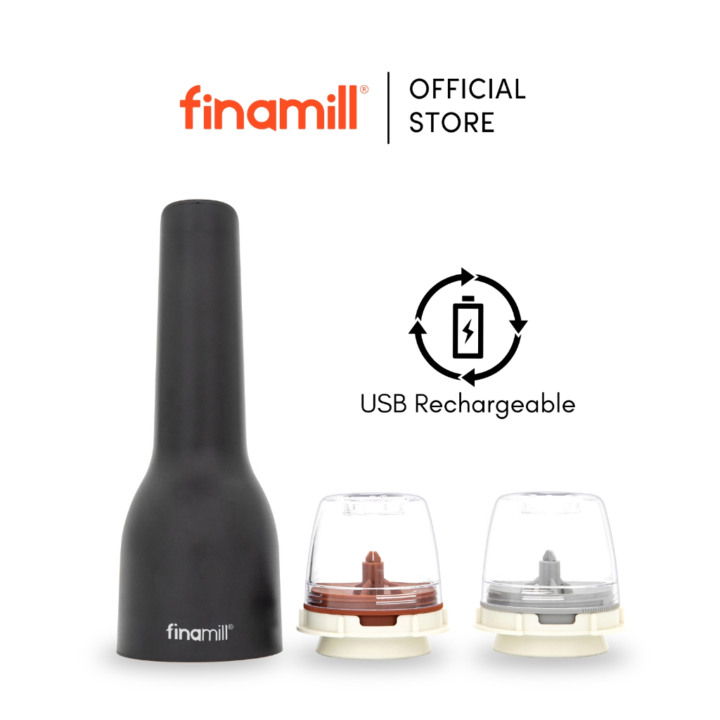 Finamill Pepper Mill & Spice Grinder │USB Rechargeable │ Adjustable ...