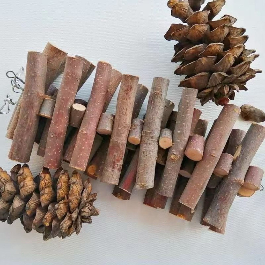 Hanging Apple Sticks String Rabbit Chew Toy Edible Natural Wood for ...