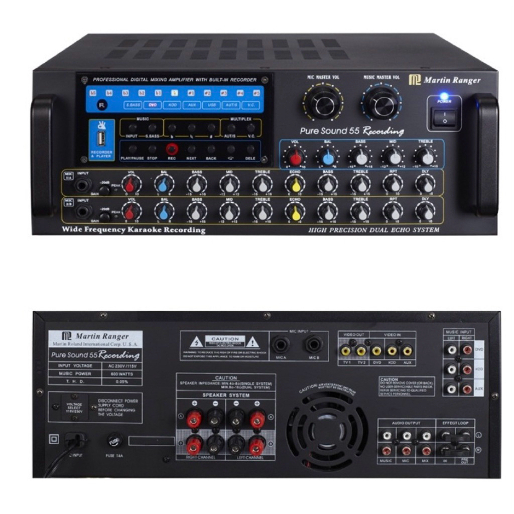 Martin Ranger Pure-Sound 55 Recording 600W Karaoke Amplifier with MP3 ...