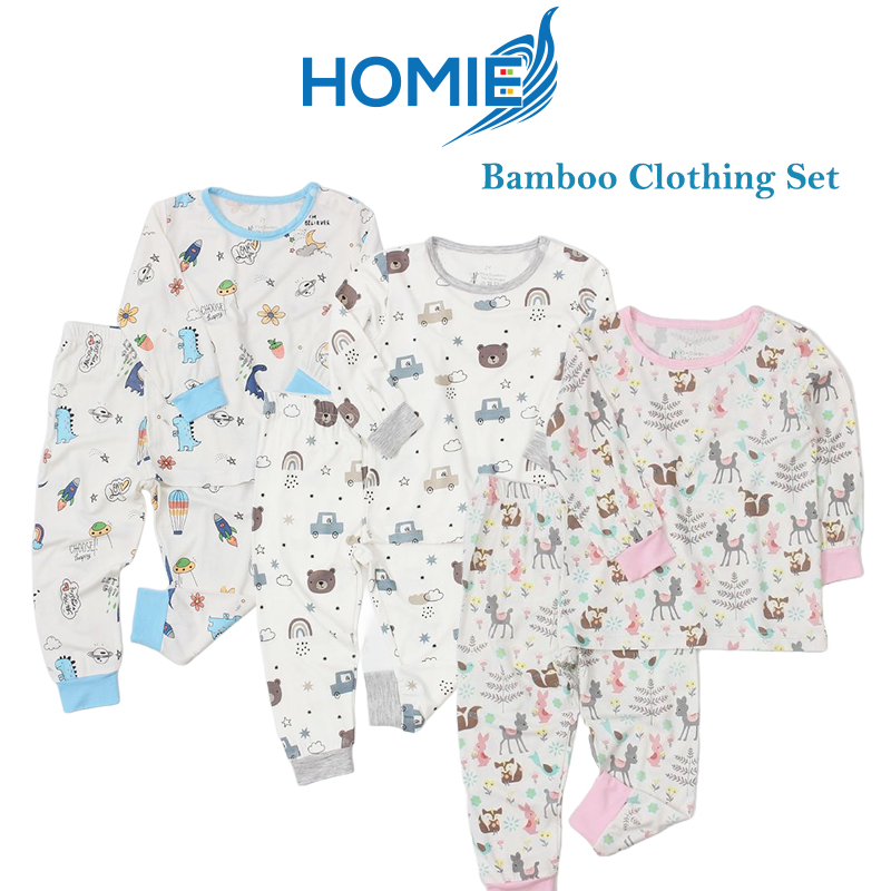 HOMIE Children Bamboo Clothing Set/Kids Long-Sleeve Shirt & Long Pant ...