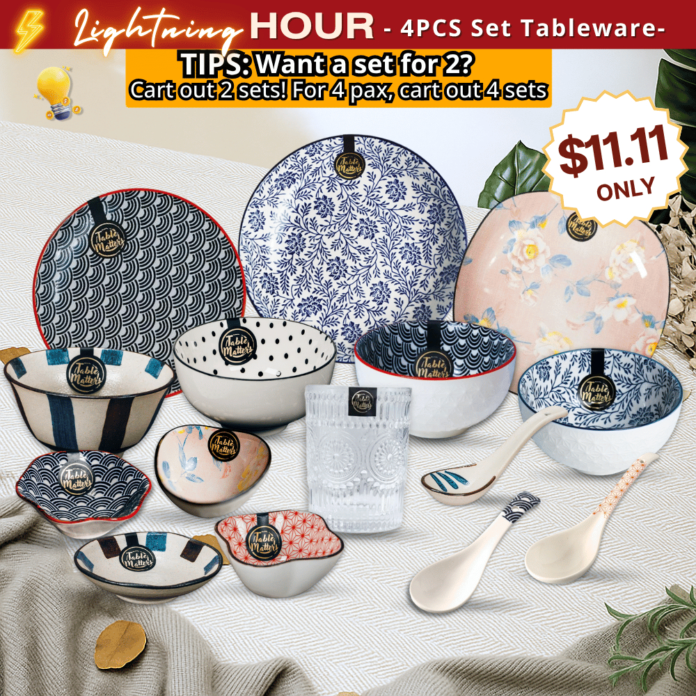 Table Matters – $11.11 Lightning Hour 4-Piece Dining Set [Plate | Rice ...