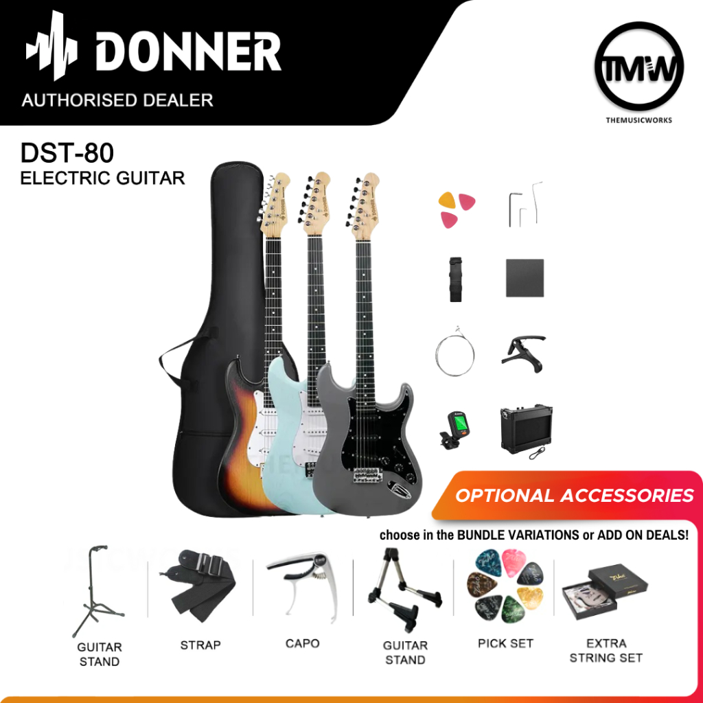 Donner DST-80 Starter Electric Guitar Beginner Complete Set DST 80 ...