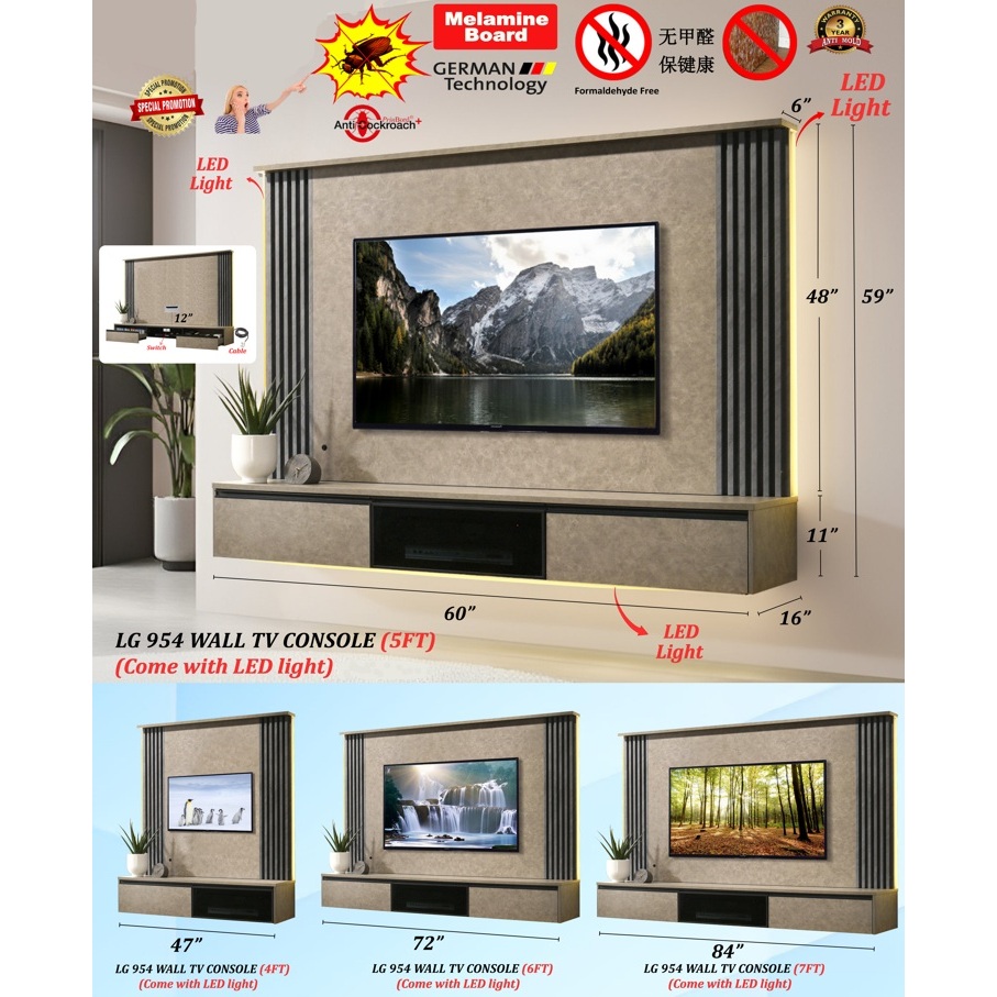 (FurnitureSG) Free Install Feature Wall TV Console Set Console 4/5/6/7 ...