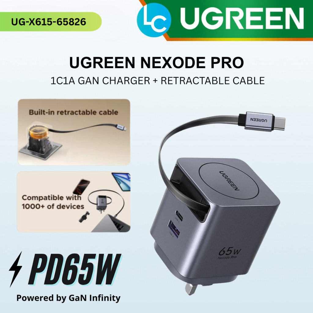 UGREEN NEXODE Pro GaN Charger 65W 1C1A 3 Ports PD Super Fast Charger ...
