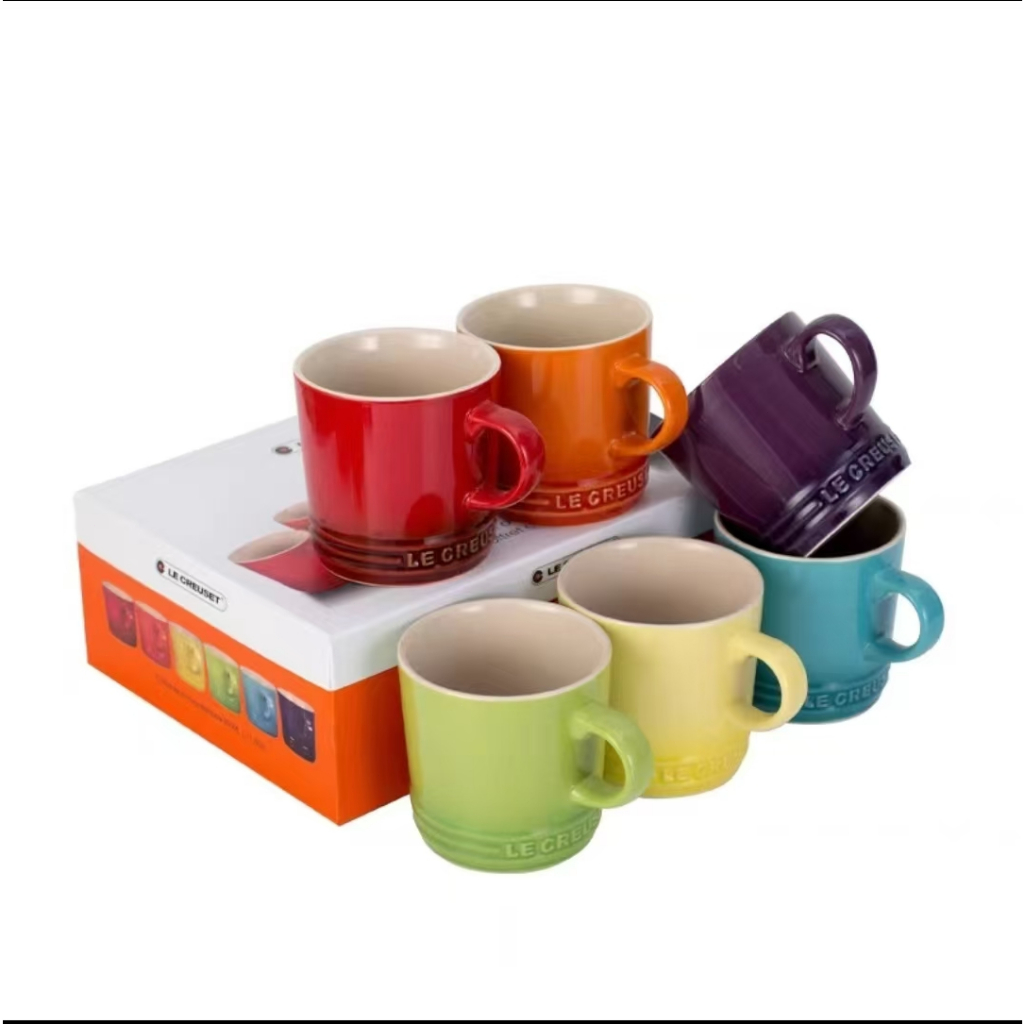 Le Creuse Mugs 350ml France Macaron Set of 6 Ceramic Mugs Rainbow Color ...