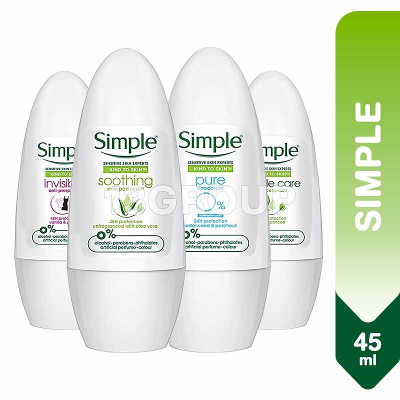 Simple Deodorant Roll-On / Gentle Effective Alcohol-Free Antiperspirant ...