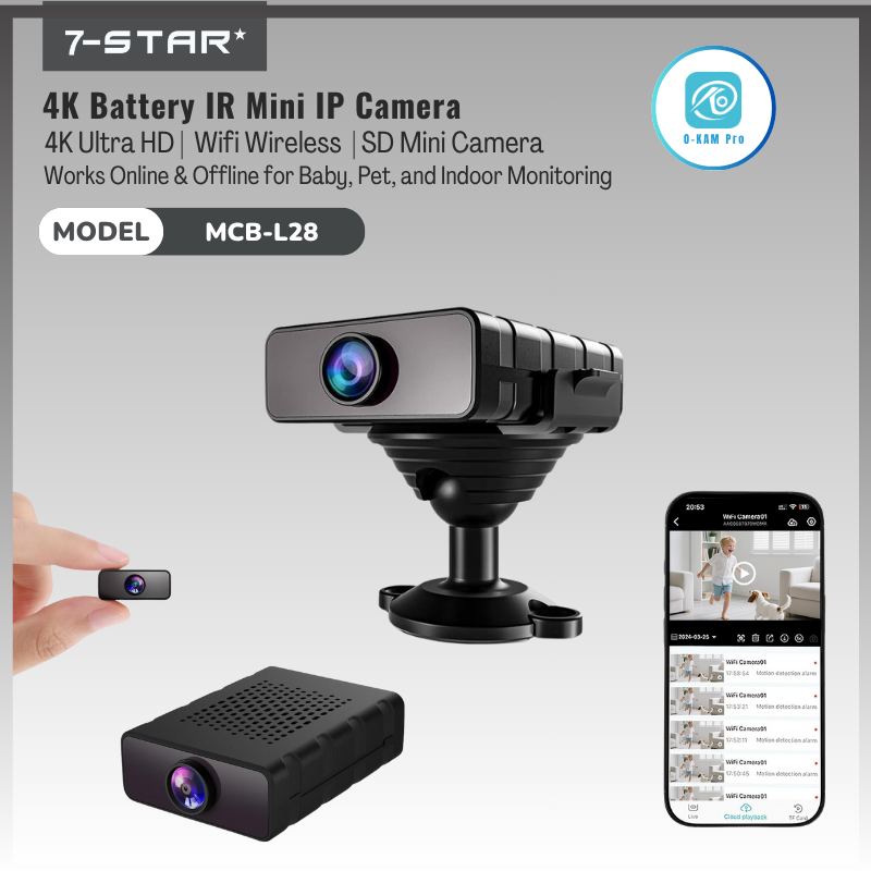 7-STAR* L28 Wifi Wireless 4K Low Power Battery IR Mini IP Camera (APP:O ...