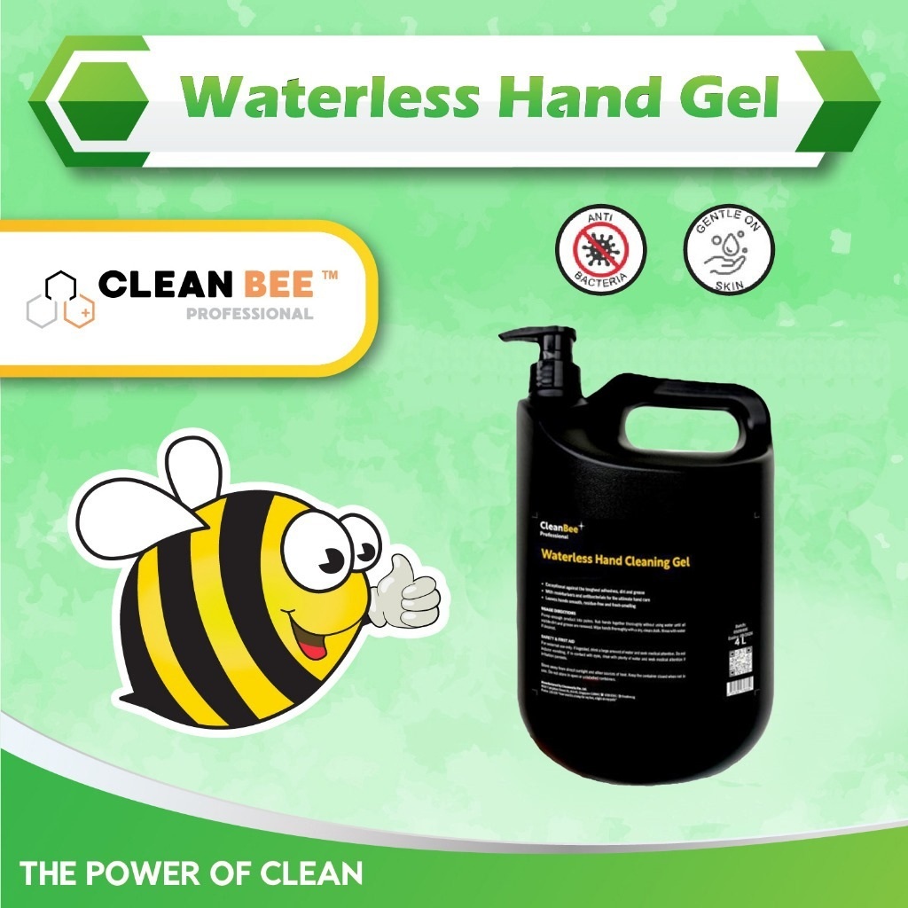 CLEANBEE Waterless Hand Gel Non Abrasive - 4L Black Bottle with Pump ...