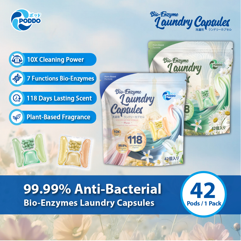 PODDO Scents of the World Bio Enzymes Laundry Capsules Refill Pack ...
