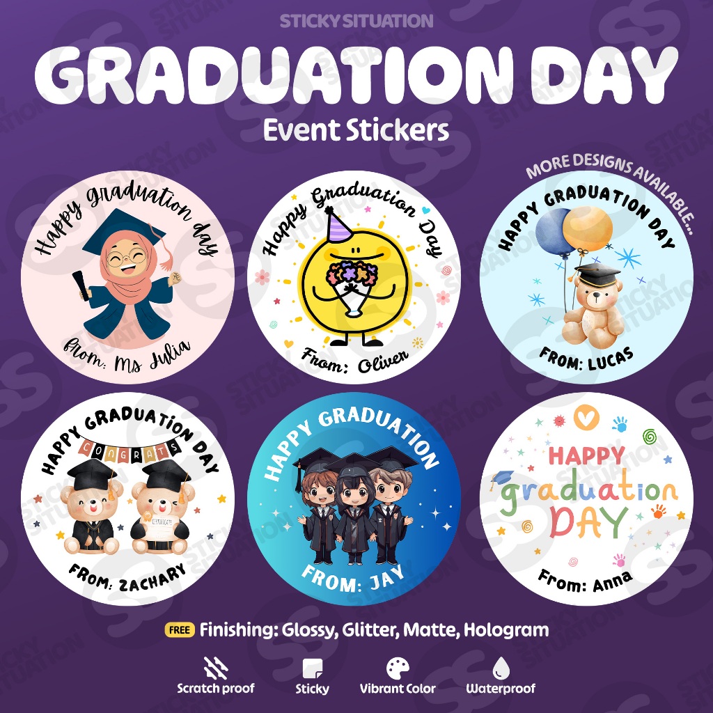 Personalized Graduation Stickers | Graduation Day Goodie Bag Stickers ...