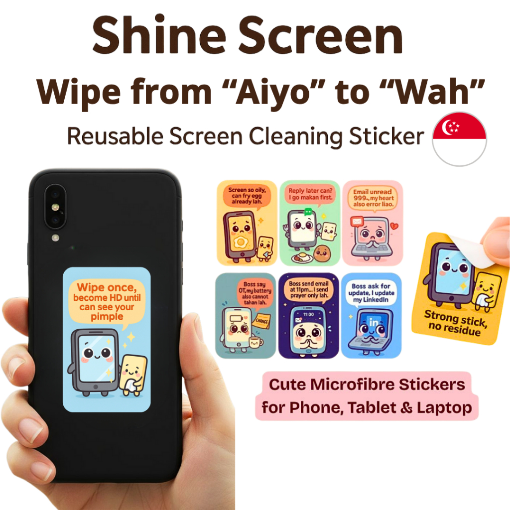 [SG Seller] Reusable Microfibre Screen Cleaning Sticker | Phone ...