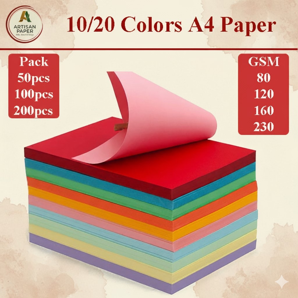 SG Seller A4 Multi-Color Craft Paper 80-230gsm | 10/20 Colors for ...