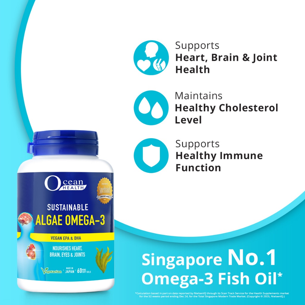Sustainable Algae Omega-3 (60s)- Ocean Health (For Heart, Brain, Eyes ...