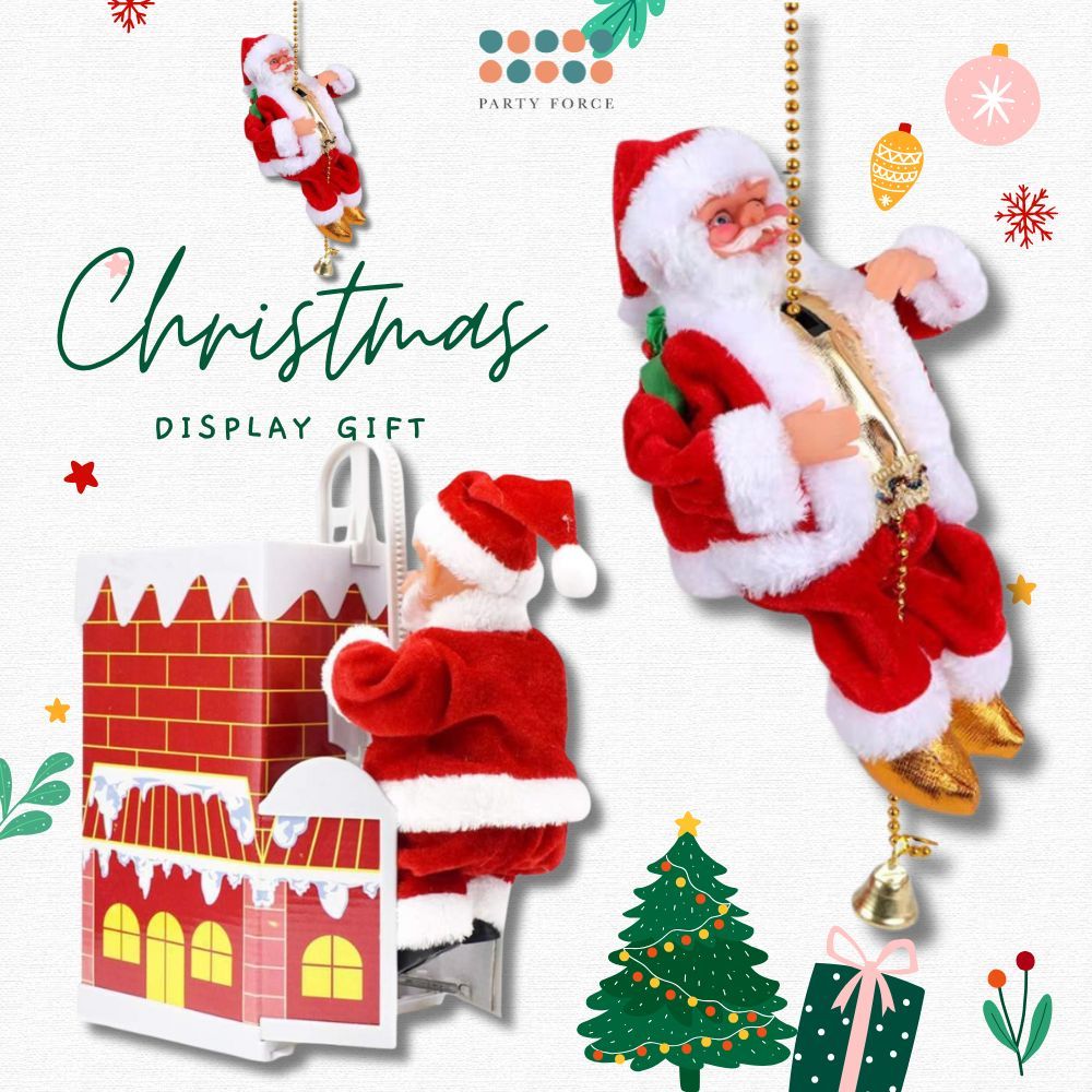 [SG Instock] Musical Christmas Climbing Santa Toy Climbing Rope Santa ...