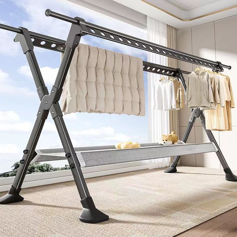 Foldable Aluminum Alloy X-Shaped Clothes Drying Rack Outdoor Windproof ...