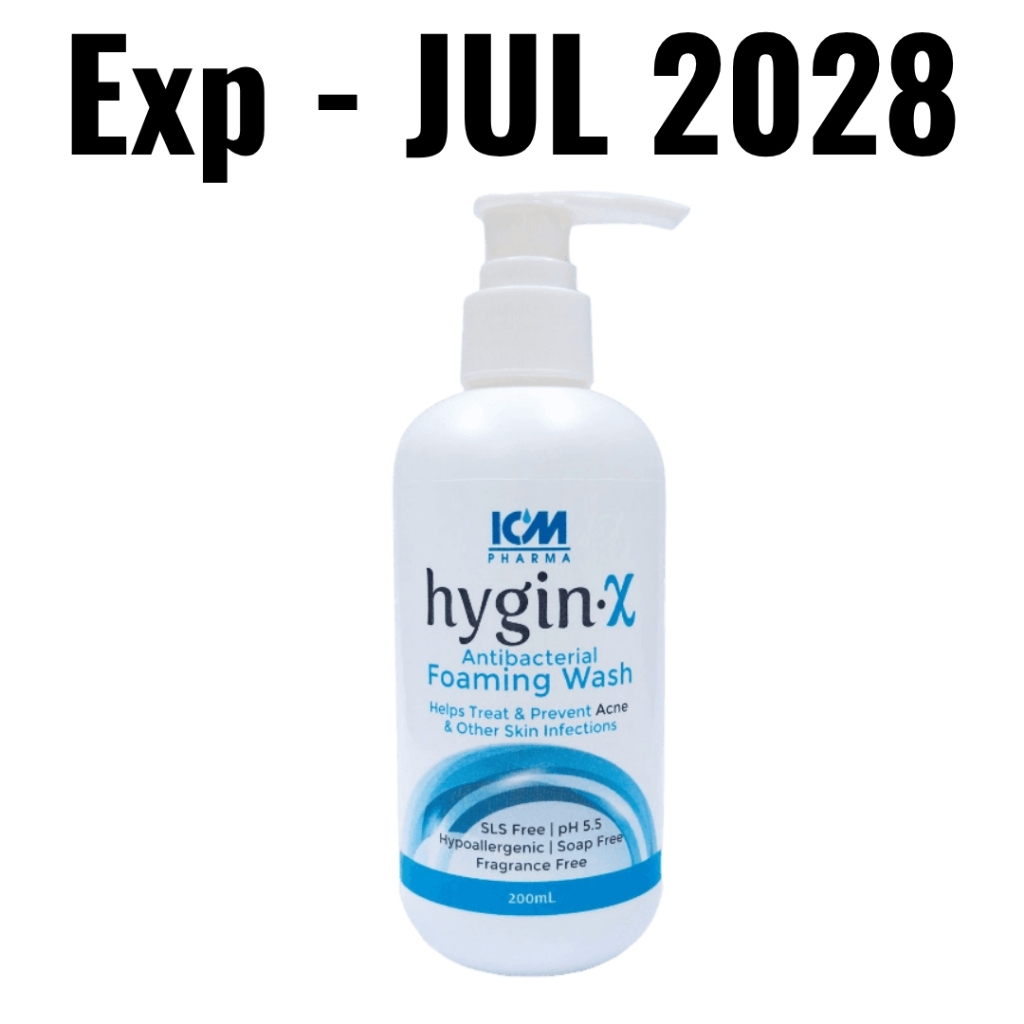 ICM Hygin X Antibacterial Foaming Wash 200ml – Gentle, Soap-Free Acne ...