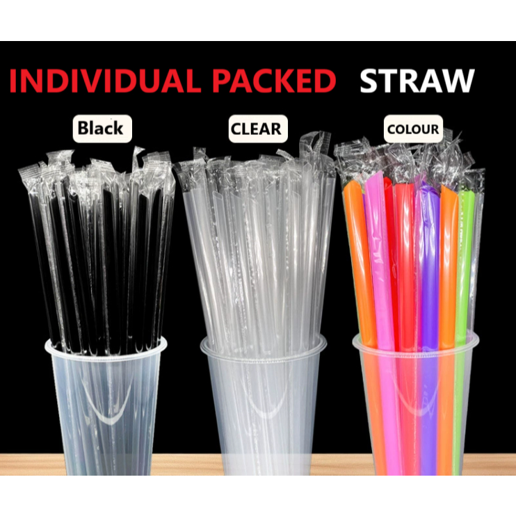 Drinking straw Individually Packed Wrapped in plastic Disposable ...