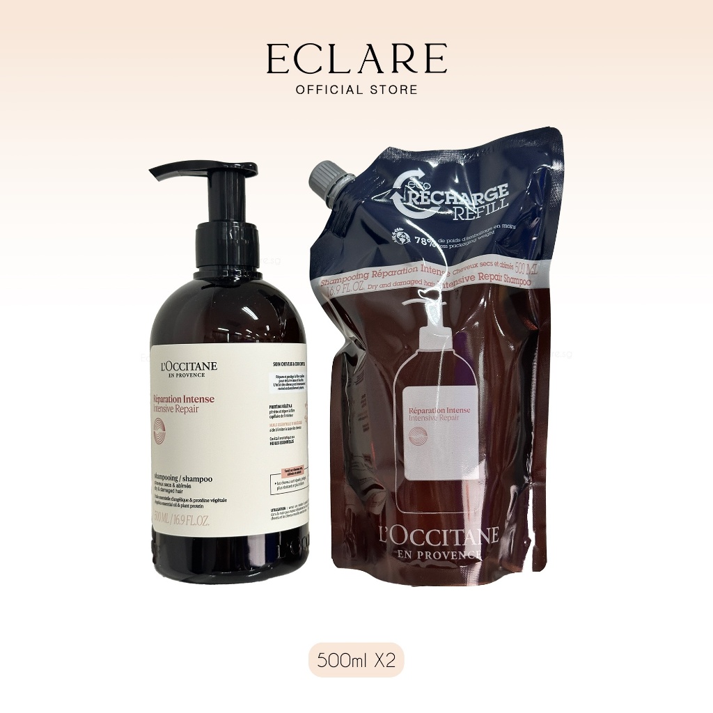 L'Occitane Intensive Repair Shampoo & Eco-Refill Set - 500ml x2