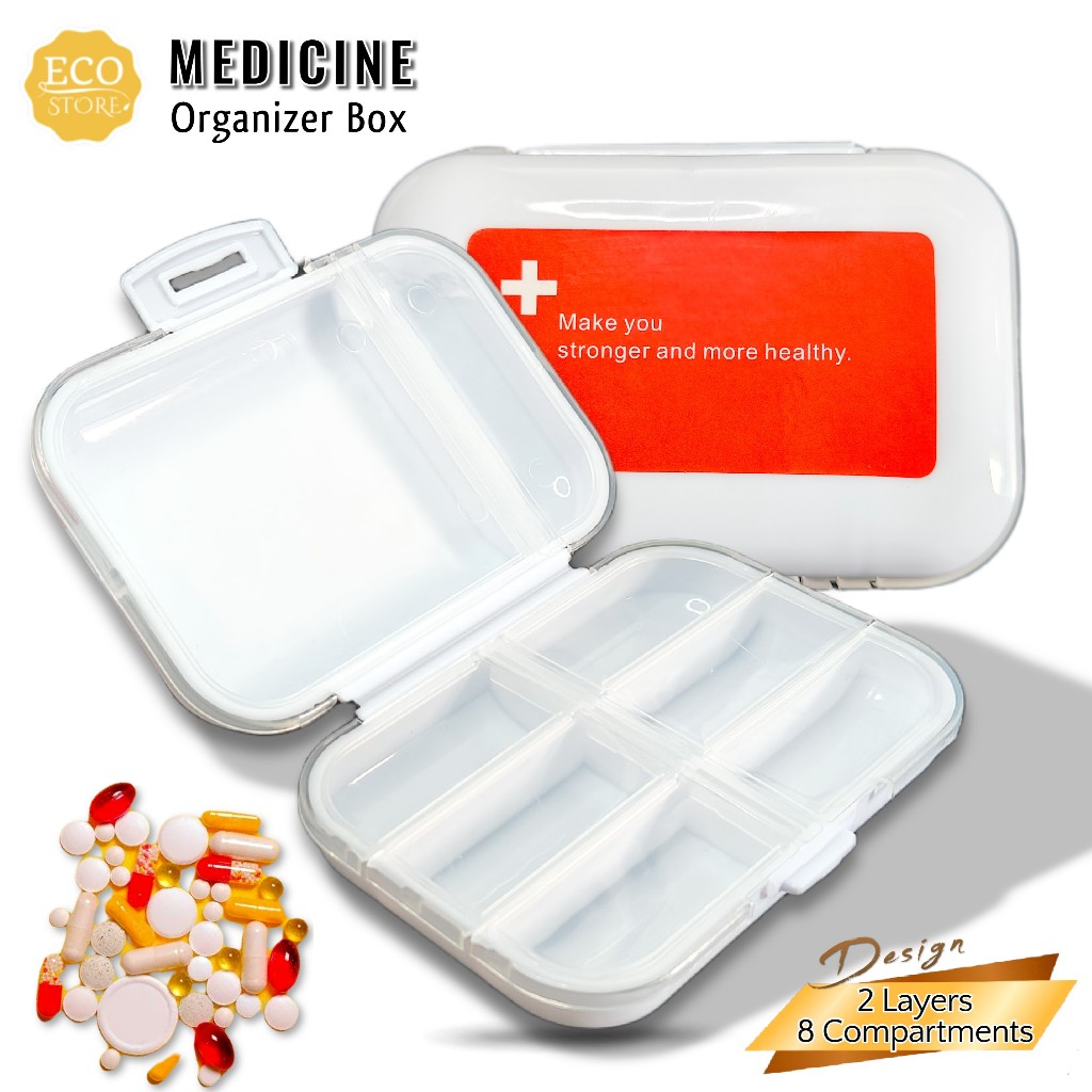 Eco-Store [Bundle of 2] Medicine Box Pill Organizer (8 Compartments ...