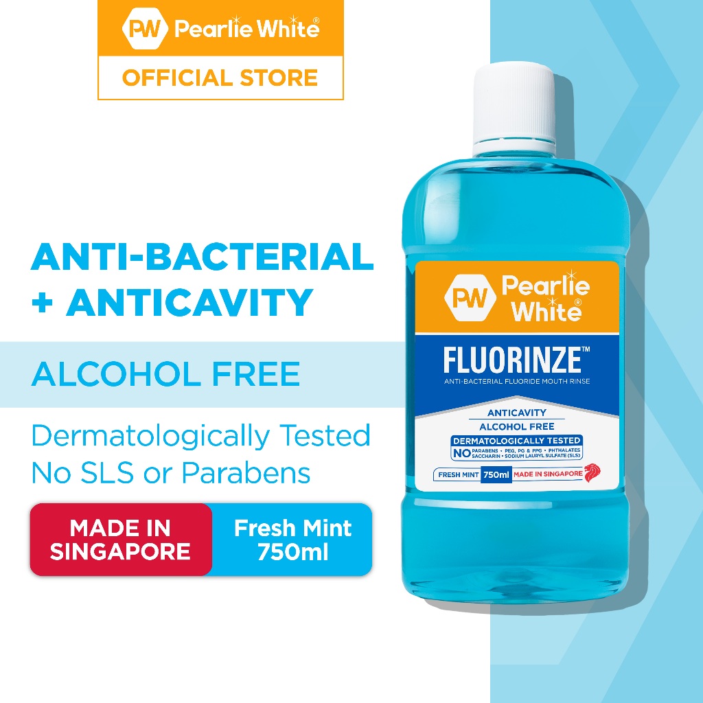 Pearlie White Fluorinze Antibacterial Fluoride Mouth Rinse / Mouth Wash ...