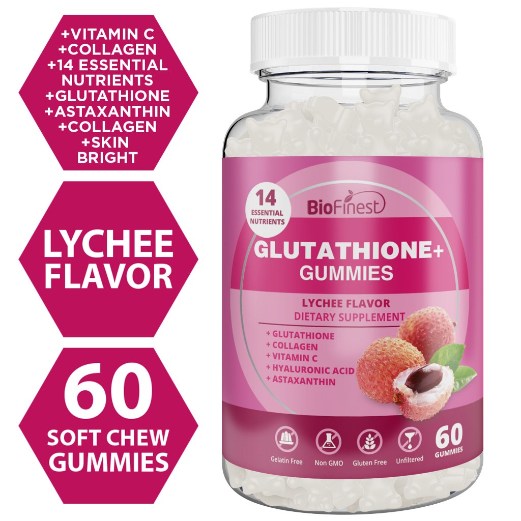 Biofinest Glutathione+ Gummies – Glutathione Collagen Vitamin C Hyaluronic  Acid Astaxanthin Skin Brightening Radiance
