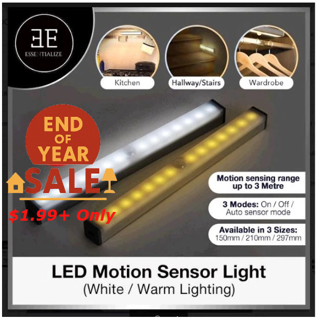 LED Induction Light Cabinet Light Motion Detector Sensor Closet Night ...
