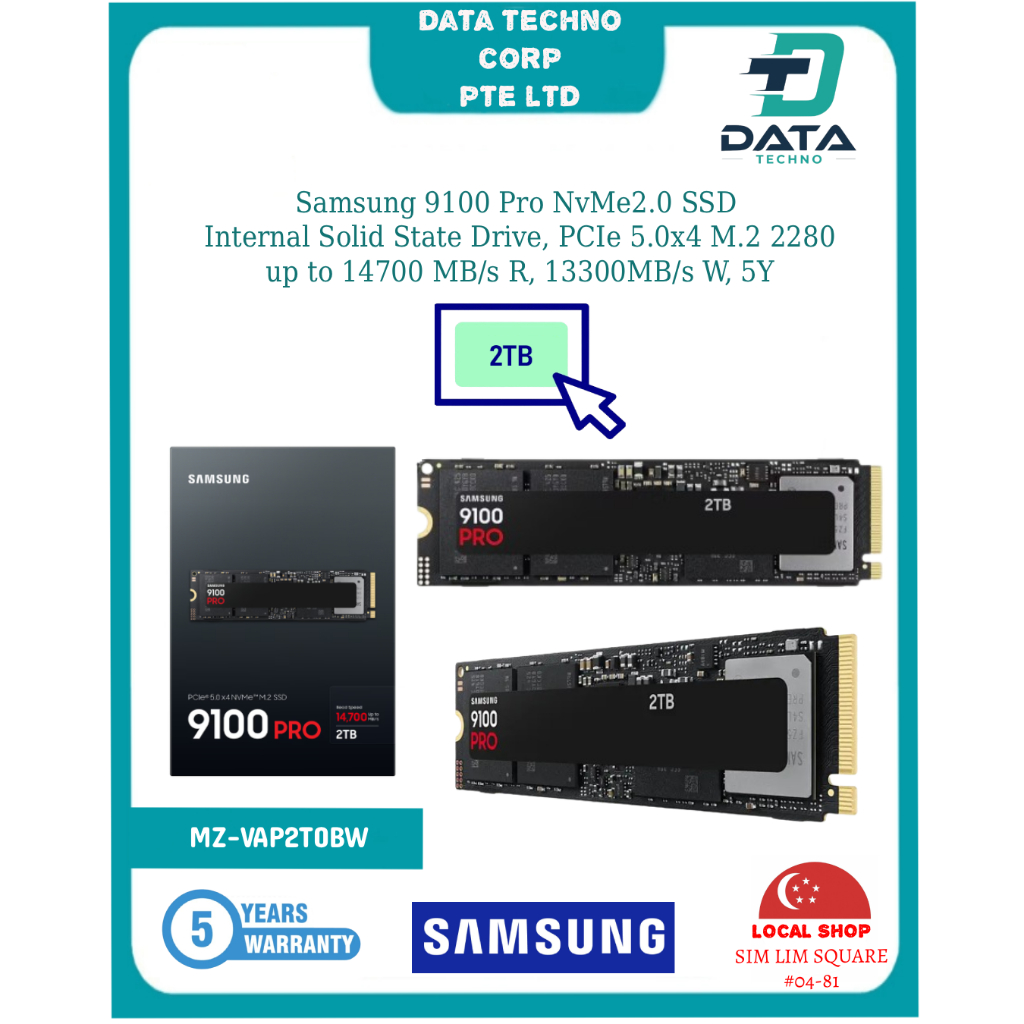 SG Local - New SAMSUNG 9100 PRO NVMe 2.0 M.2 PCIe 5.0 x4 Internal SSD 1TB  2TB 4TB 5 Year Local Warranty | Shopee Singapore