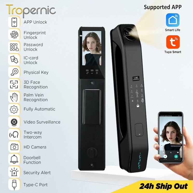 7 In 1 Tuya Digital Lock with HD Camera Video Surveillance APP Remote ...