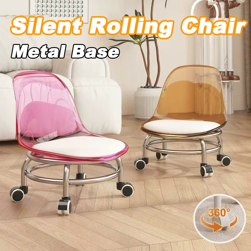 【Metal】Low Roller Seat Stool Pedicure Stool Portable Small 360 ...