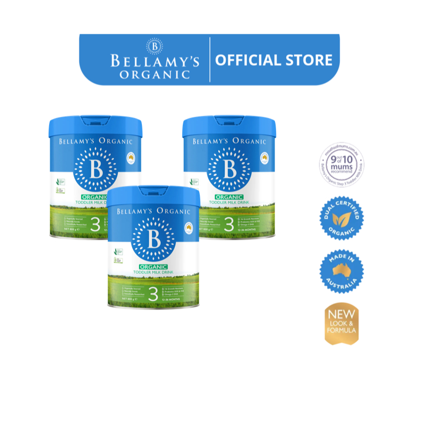 Bundle of 3] Bellamy's Organic Step 3 Toddler Milk Drink 800g