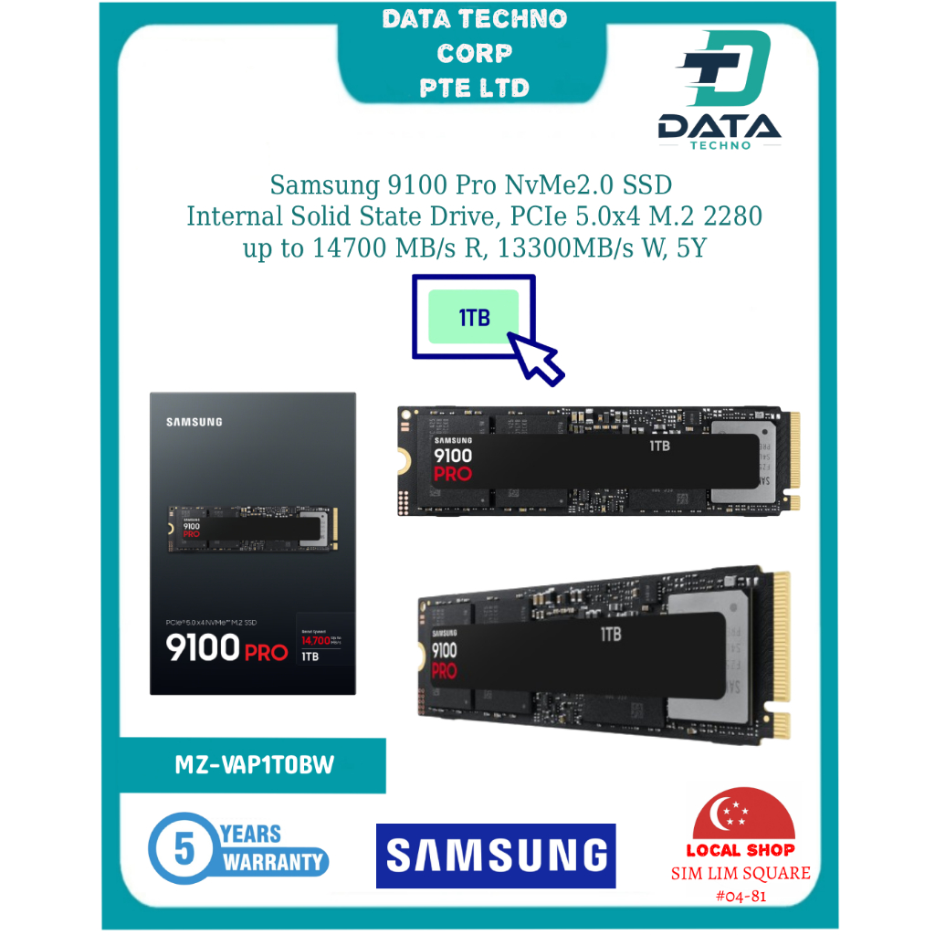 SG Local - New SAMSUNG 9100 PRO NVMe 2.0 M.2 PCIe 5.0 x4 Internal SSD 1TB  2TB 4TB 5 Year Local Warranty | Shopee Singapore