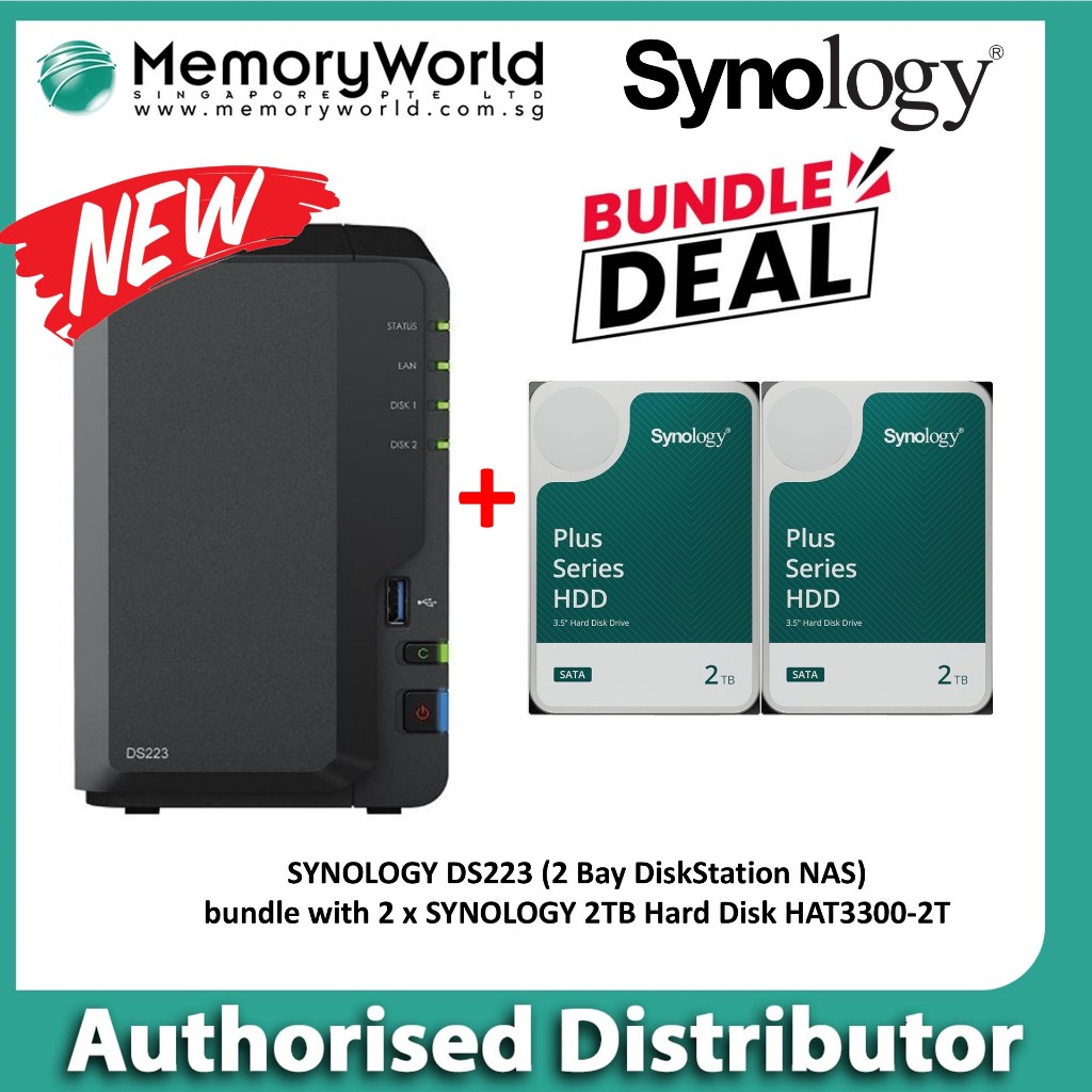 [SYNOLOGY Authorised Distributor] DS223 2 Bay DiskStation NAS bundle ...