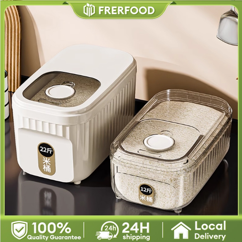 SG Stock Frefood Rice Container Kitchen Rice Bucket With Cup Insect ...