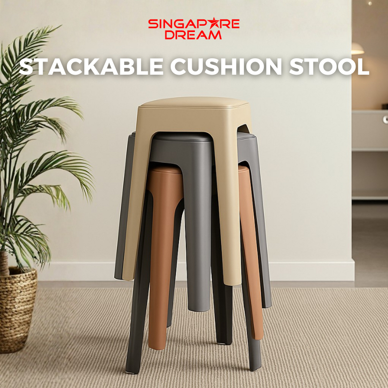 Stackable Stool with Cushion Chair Dining Minimalist France LGF Plastic ...