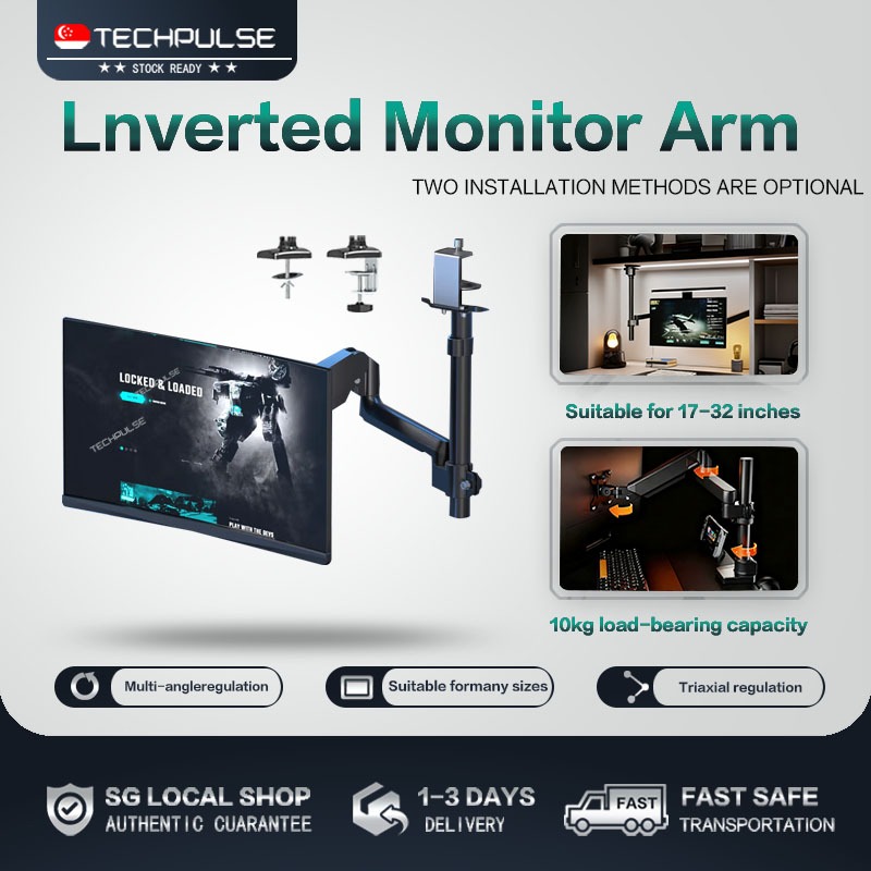 Inverted Monitor Arm Adjustable Computer Monitor Bracket Computer Stand ...