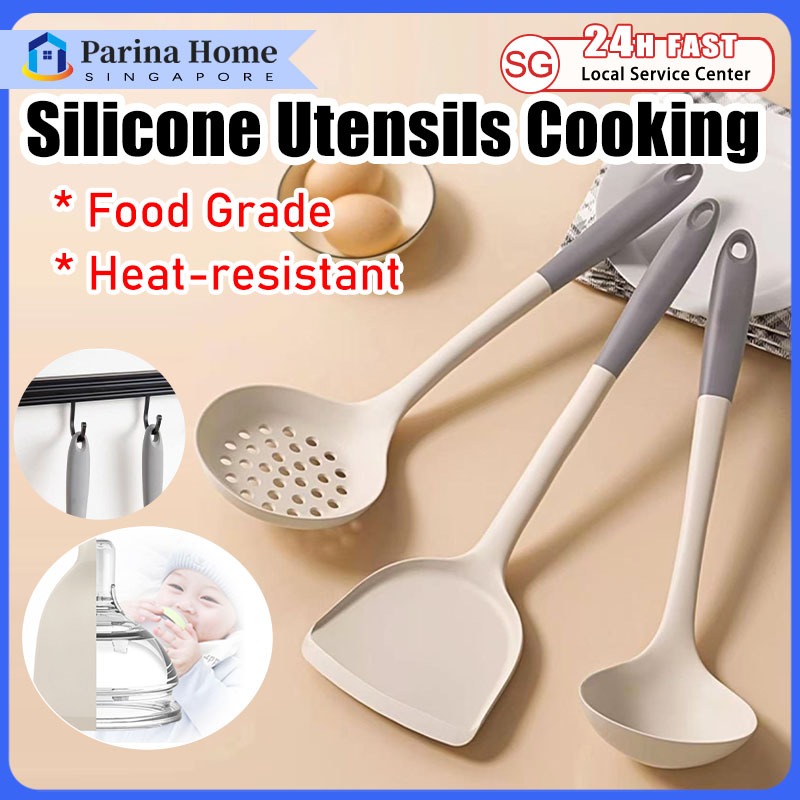 【SG】Silicone Kitchenware Non-stick Spatula Silicone Kitchen Utensils ...
