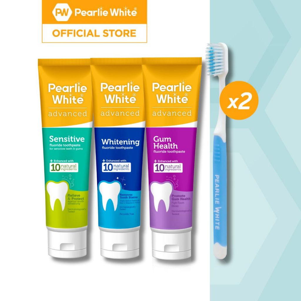 Pearlie White Advanced Whitening/Sensitive/Gum Health Fluoride ...