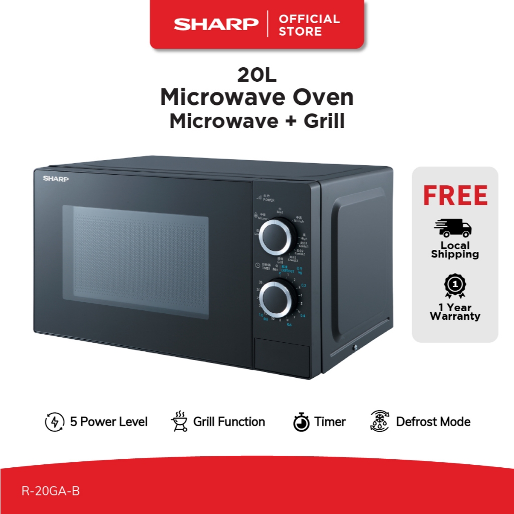 SHARP 20L R-20GA-B Grill Microwave Oven | Grill Function | 5 Microwave ...
