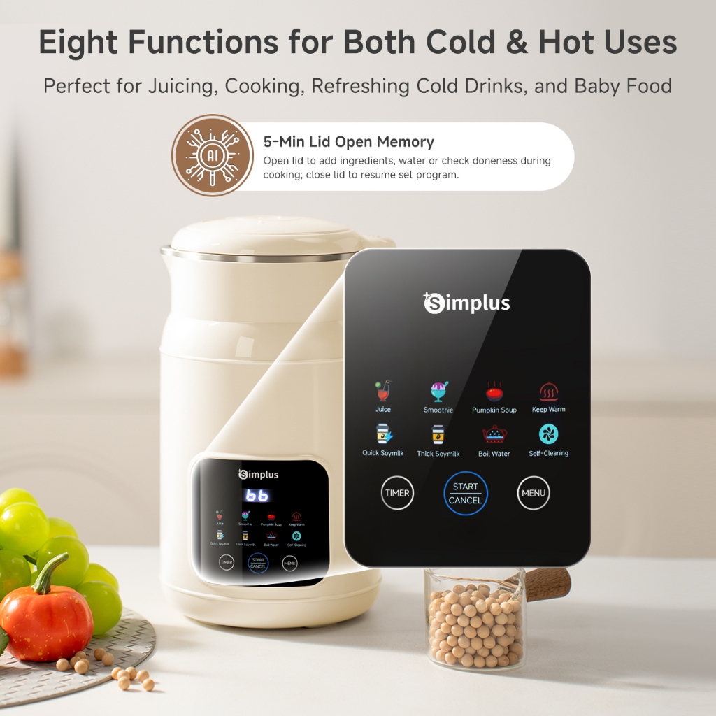 Simplus 1000ml Soy Milk Maker | Food Processor | Hot & Cold Drinks ...