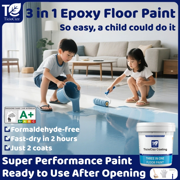 【TicioCizz】3 in 1 Epoxy Floor Paint Water-Based Pre-mixed Hardener Anti ...