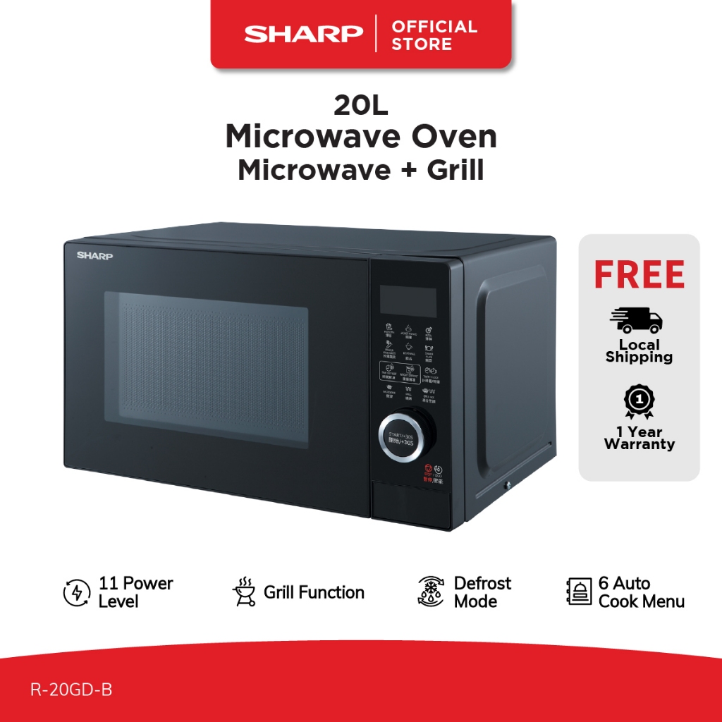 SHARP 20L R-20GD-B Grill Microwave Oven | Grill Function | 6 Programs ...