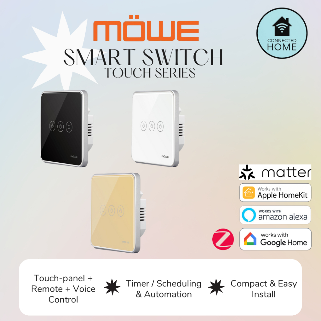 MÖWE Touch Smart Switch – Touch + App + Voice Control, Auto Timer ...
