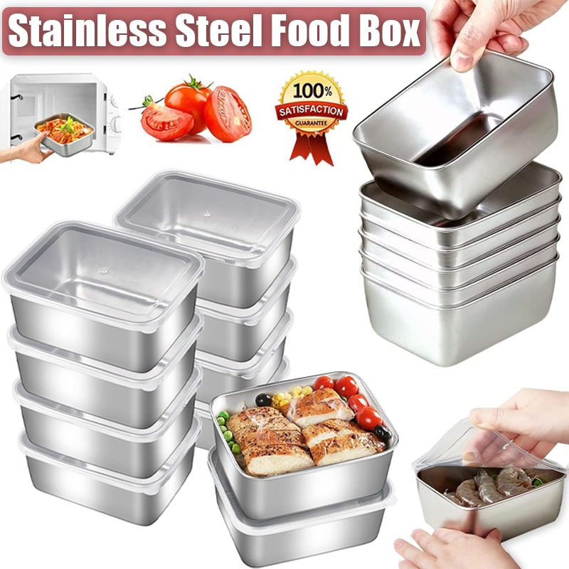 Stainless Steel Food Container With Lid 6/10Box Food Storage Box ...